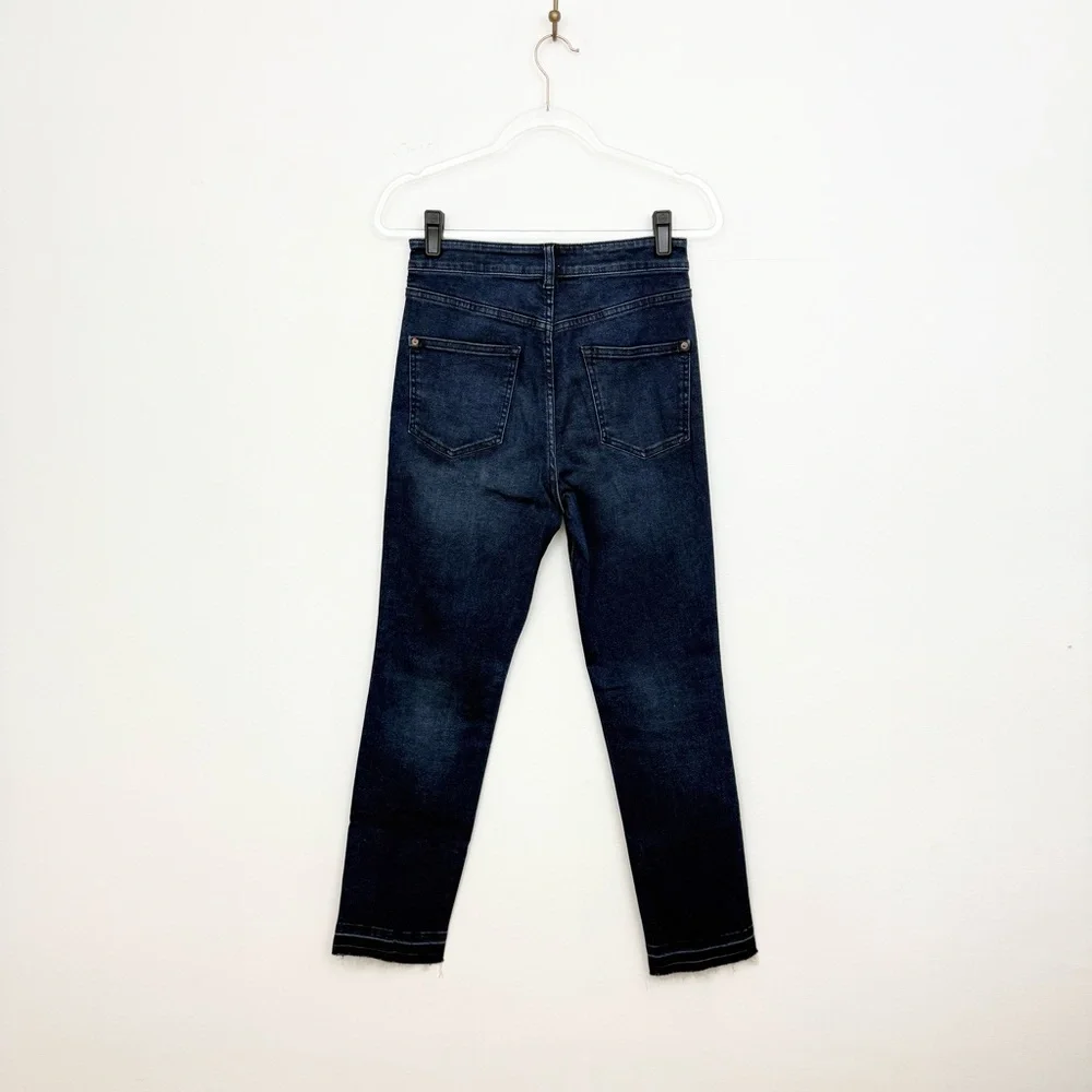Pilcro by Anthropologie High Rise Cigarette Jeans Dark Wash Straight Leg 28